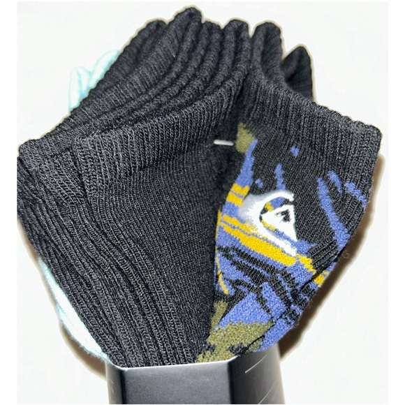 Quicksilver Low Cut Socks 5 Pair Men's 6-12 Black & Multicolor w Mixed Logo Surf - Picture 6 of 12